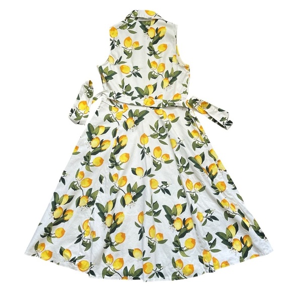 Chetta B 1950s Inspired Lemon Print Button Down Dress sz 6 - Picture 5 of 13